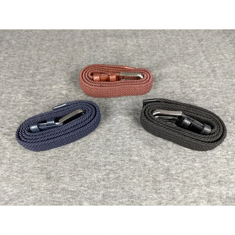 Woven Elastic Braided Belts Set/3  Black‎ Rust Navy Men 44